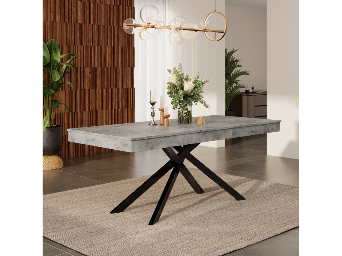 Mesa De Jantar Ajustável Cinza Para 6 8 Pessoas, Design Retangular Moderno, Tampo Reforçado E Estrutura Em Metal, Sala E Cozinha Bga Store
