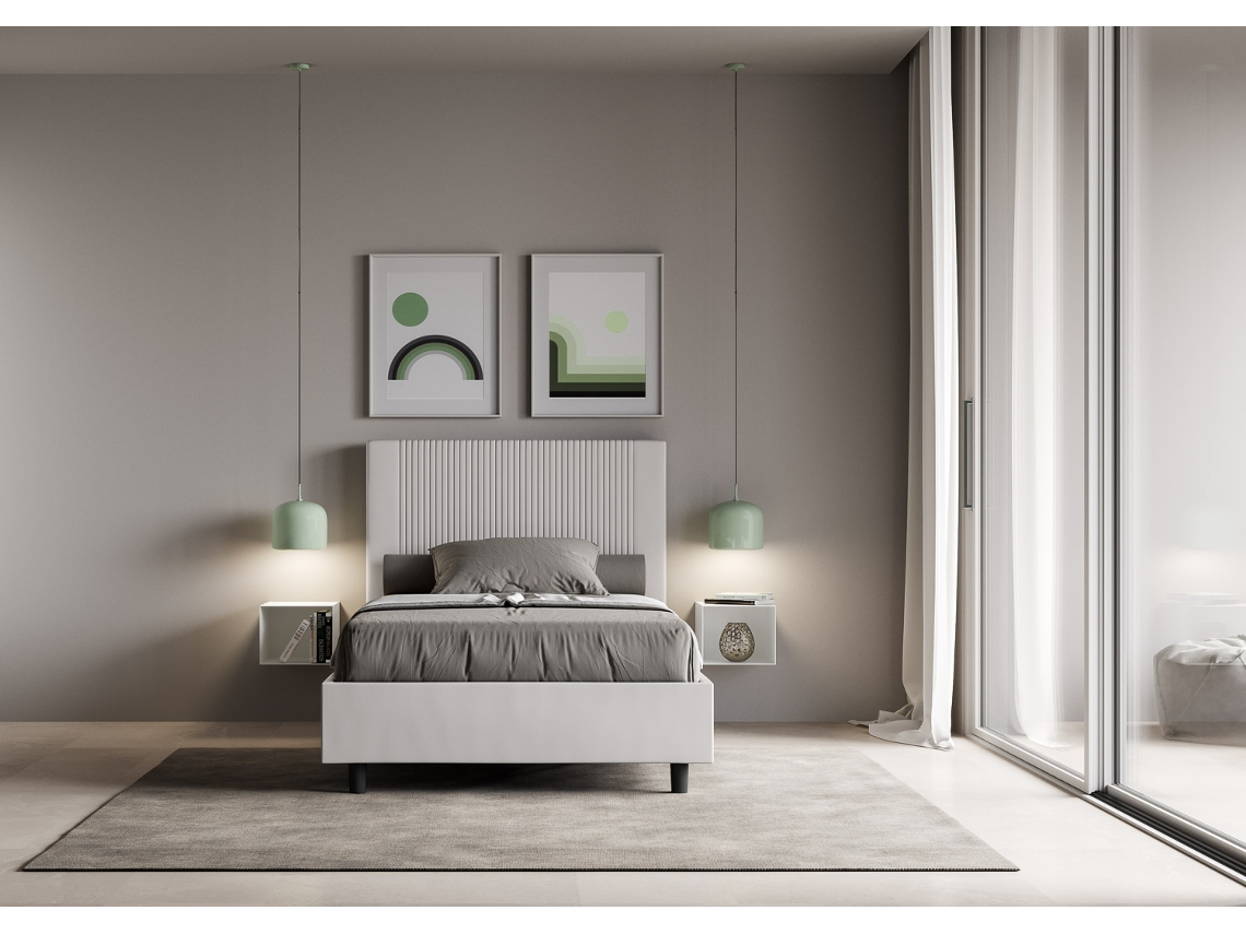 Cama de Corpo e Meio Con Estrado Estofada GoyaITYHOME (120 x 210 cm - Painéis de Melamina e Couro Sintético)