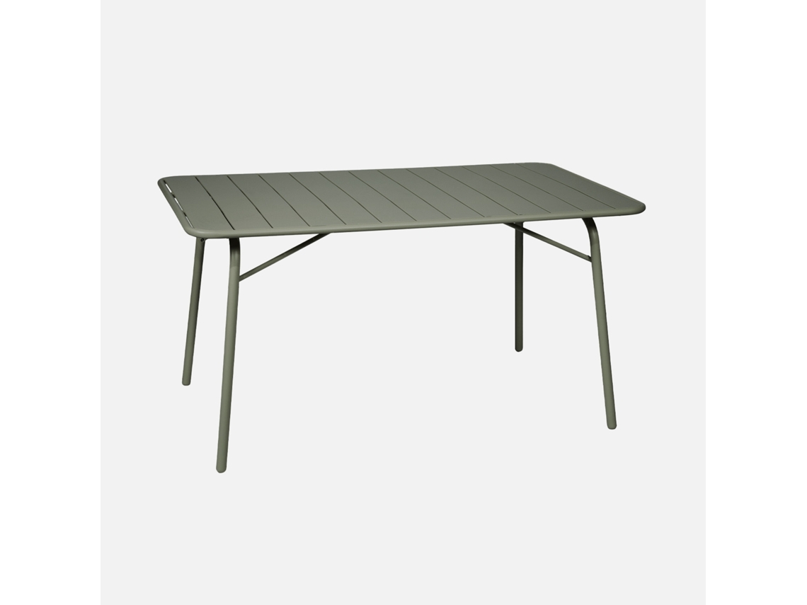 Mesa De Jardim Dobrável De Metal Com 6 Cadeiras, Verde Caqui Sweeek