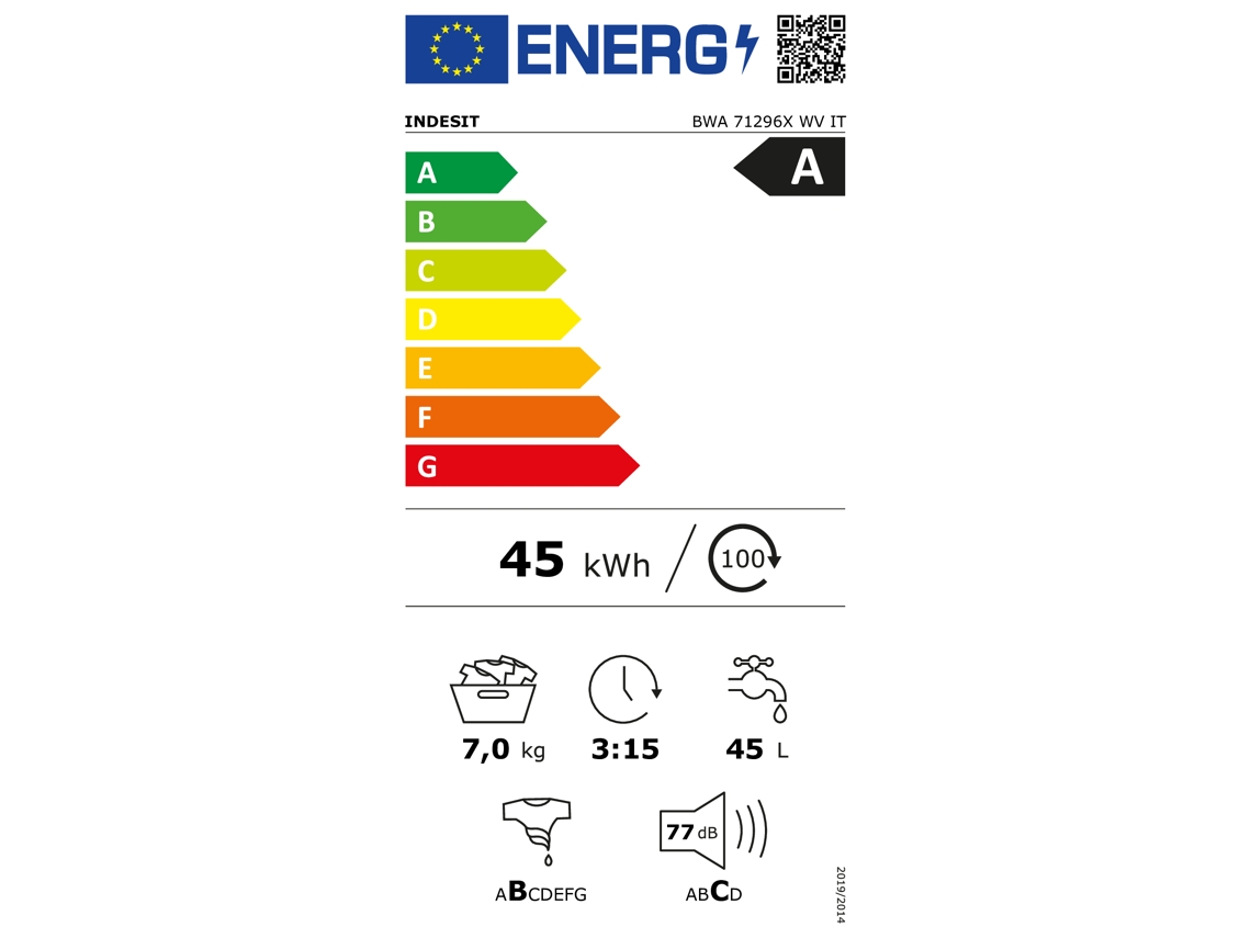 Indesit Bwa 71296x Wv It Máquina De Lavar Carregamento Frontal 7 Kg 1200 Rpm Branco