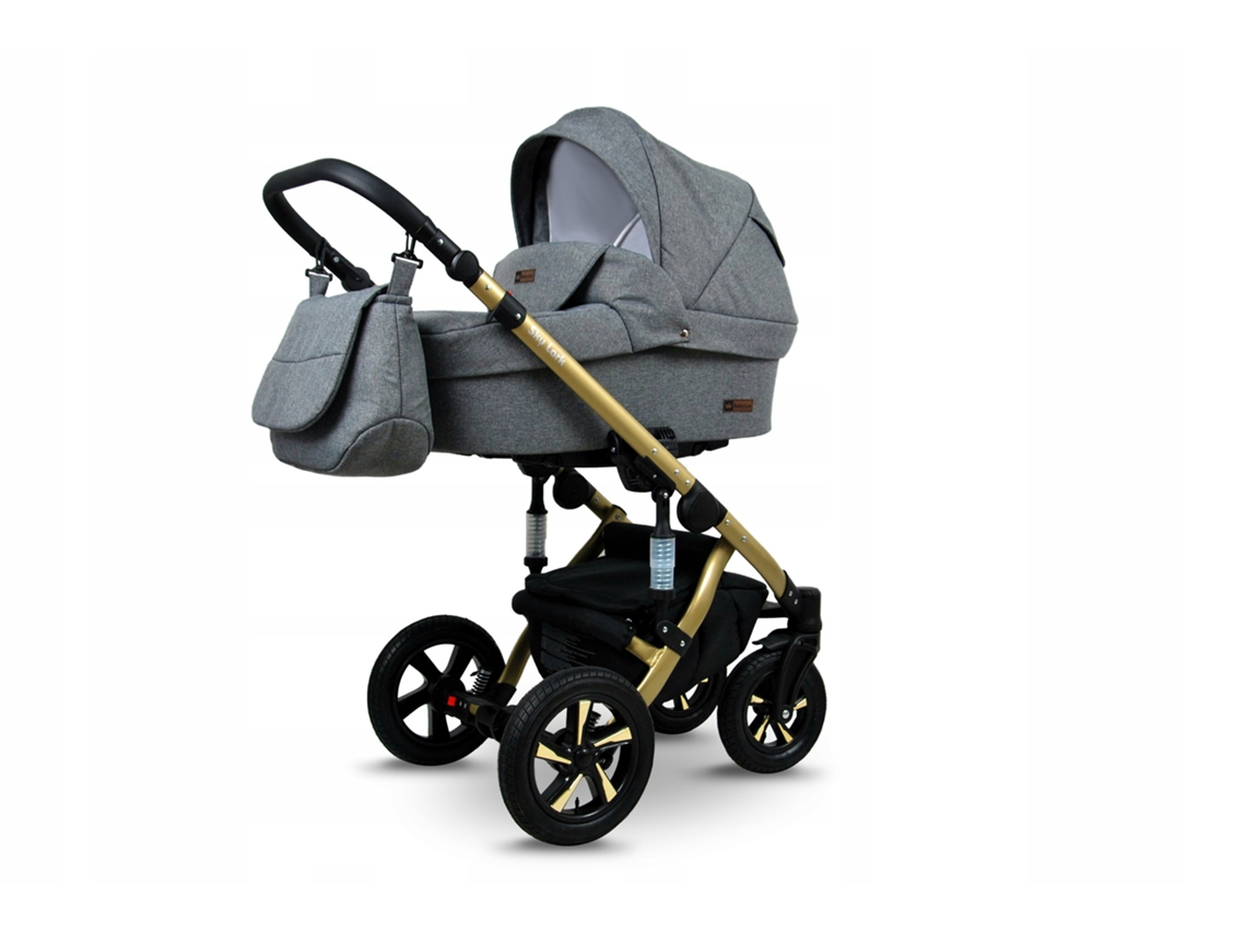 Carrinho de Bebé Multifuncional BABYLUX SKY LARK 4 Em 1 -Grey Flex GOLD FRAME - Ajustável e dobrável Construção leve em alumínio - Acessórios