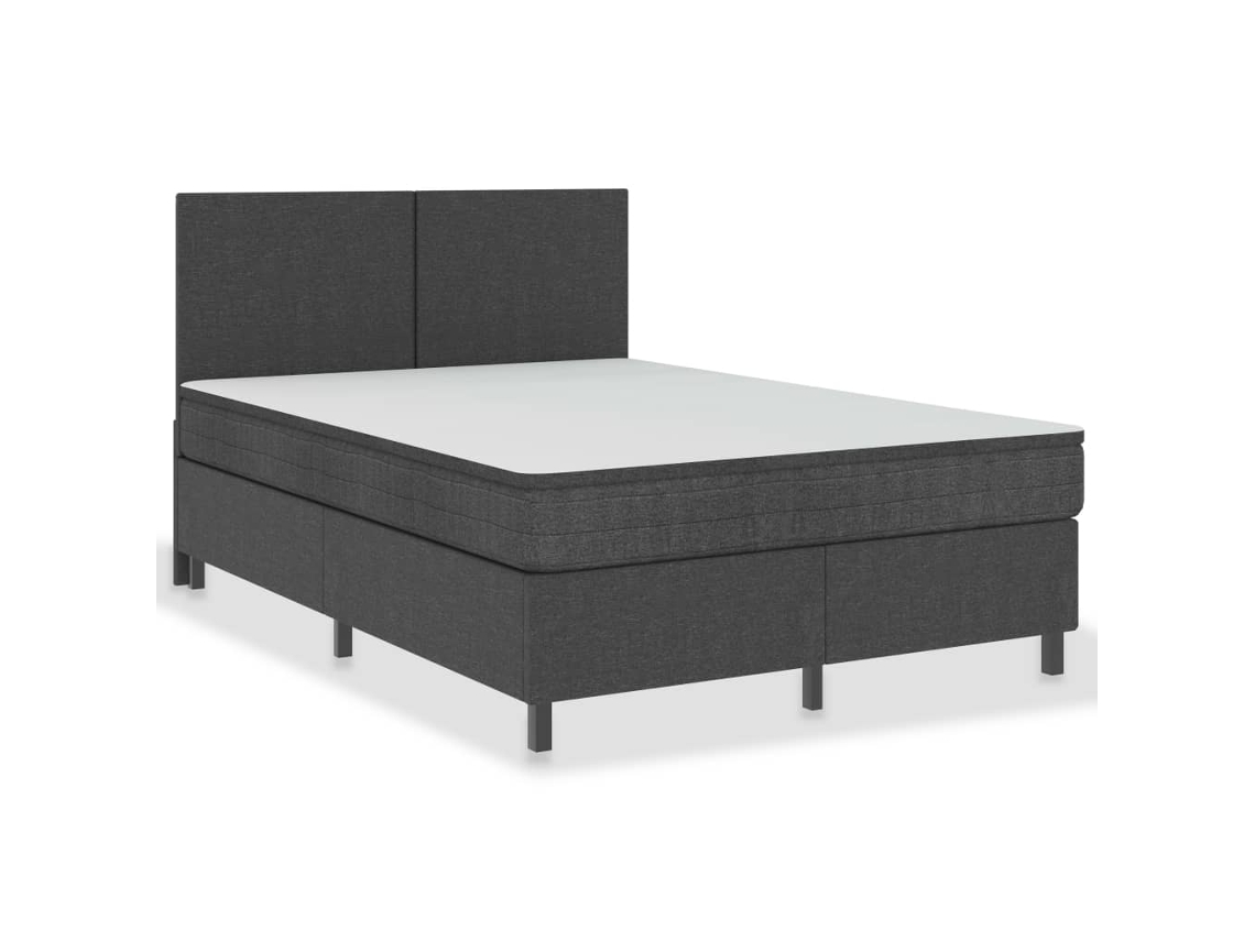 Cama Boxspring 160X200 Cm Tecido Cinzento
