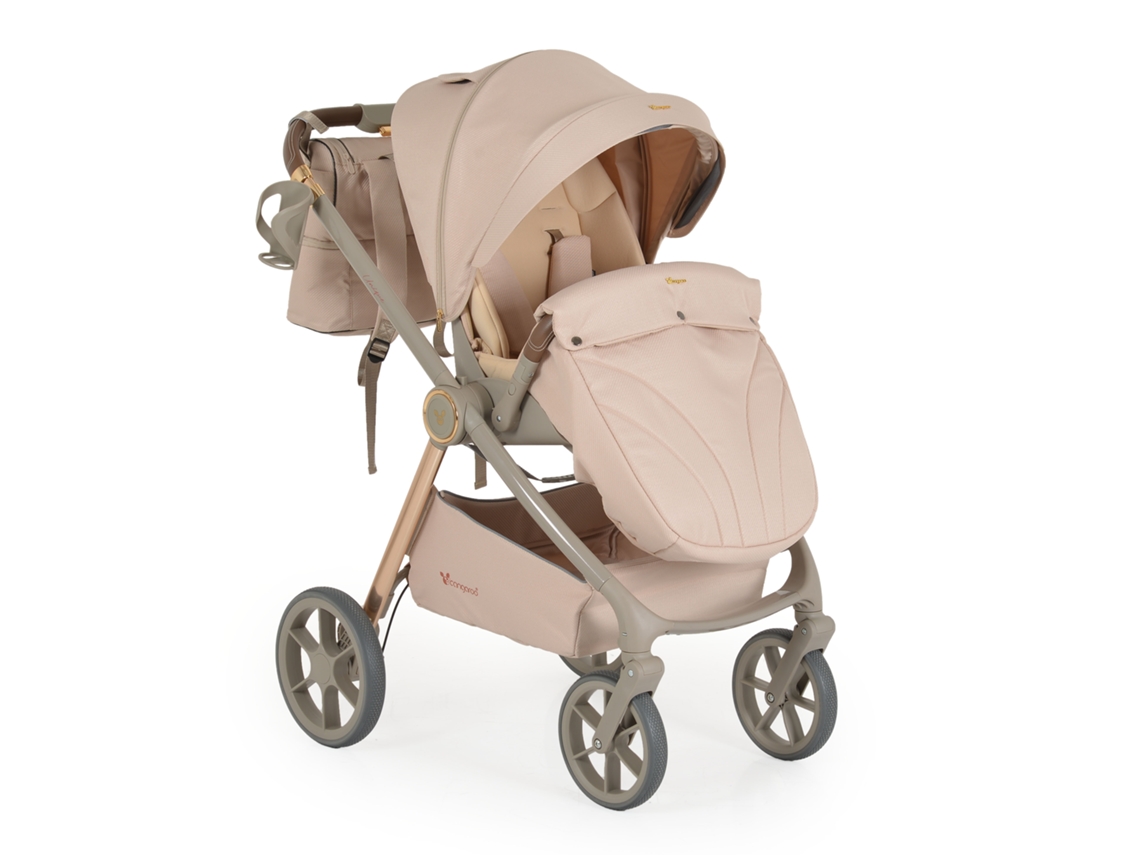 Carrinho De Bebê 3 Em 1 Unique Macadâmia Bege Cangaroo Cangaroo