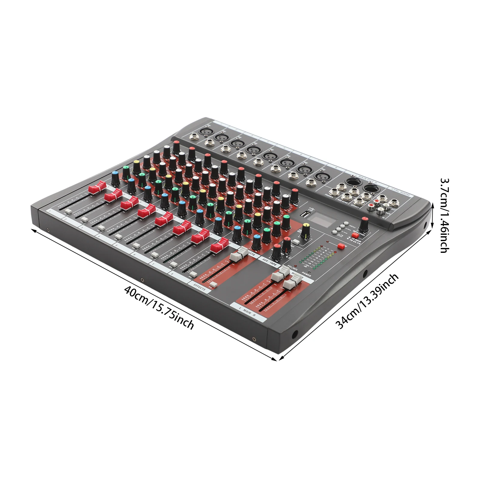 Console de mixagem de áudio, 8 canais de entrada, compatível com Bluetooth, OEM preto