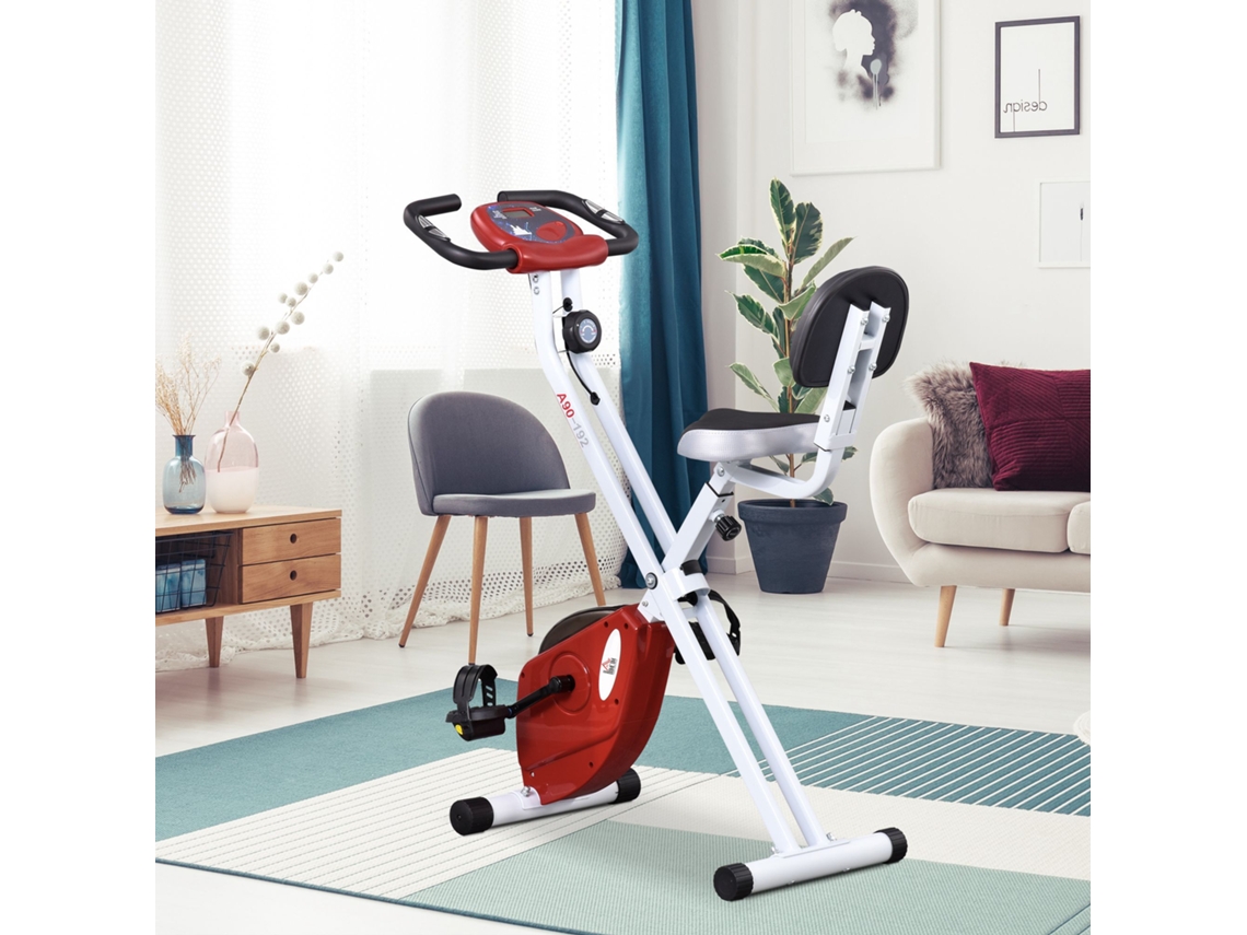 Bicicleta de treinamento magnético Aço, ABS, PVC cor Rojo 43x97x109 cm HOMCOM