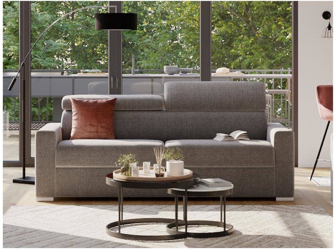 Sofá Cama Vizir LINEA SOFA (Cinzento - Tecido e Veludo - 196x94x100 cm/Dimensões da cama: 140-159 cm)